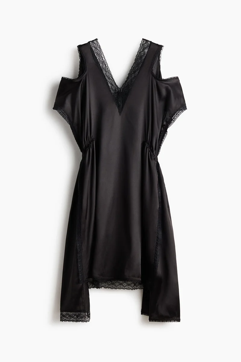 H&M Lace-trimmed satin dress